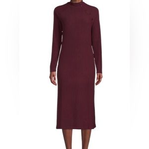 Time and Tru Women's Rib Knit Dress with Long Sleeves-M